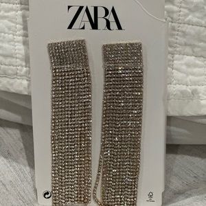 Brand new Zara fringe rhinestone gold earrings